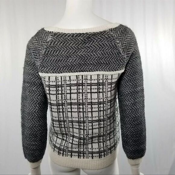 LOFT Size XS Black & White Plaid Angora Wool Blend Light Weight Sweater - Picture 8 of 9